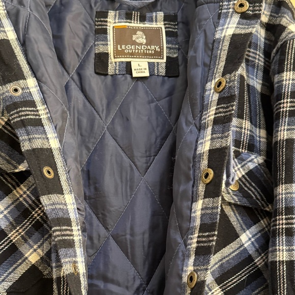 Legendary Outfitters Men's Hooded Cotton Flannel Shirt Jacket Plaid size L - Picture 5 of 8